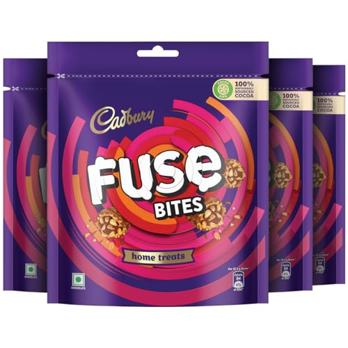 Cadbury Fuse Peanut & Caramel Filled Chocolate Home Treats, 108.5G, Pack Of 4