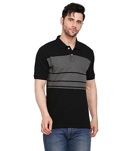 Scott International Men’S Rich Cotton Regular Fit Striper Polo T-Shirt, T-Shirts For Men, Collar T Shirts For Men, Polo T Shirts For Men, T Shirt For Men Cotton, Polo T Shirt… Black/Charcoal