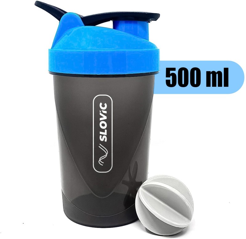 Slovic Compact , Protein Bottle, Gym , 100% Leakproof 500 Ml Shaker(Pack Of 1, Blue, Plastic)