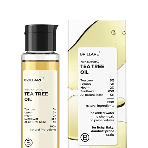 Brillare Tea Tree Hair Oil, With The Goodness Of Lemon & Sunflower Oil, Dry, Itchy Scalp, 100% Natural Hair Oil, 100Ml