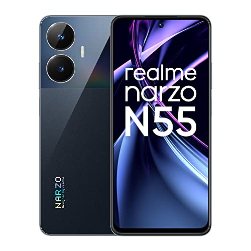 Realme Narzo N55 (Prime Black, 6Gb+128Gb) 33W Segment Fastest Charging | Super High-Res 64Mp Primary Ai Camera