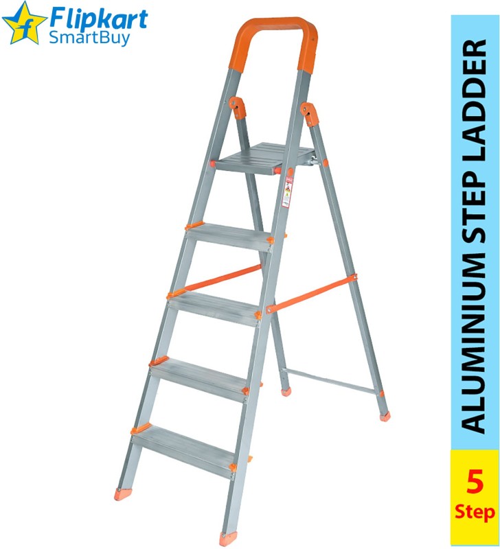 Flipkart Smartbuy 5 Step With Solid Platform Aluminium Ladder (Blue /Orange) Aluminium Ladder(With Platform)