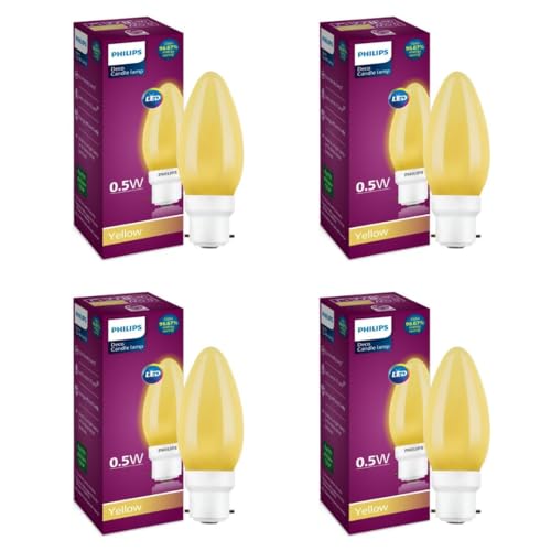 Philips Led Deco Yellow 0.5W Glass Candle (Pack Of 4)