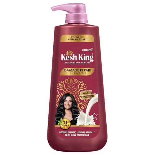 Kesh King Emami No Paraben & No Silicon With The Goodness Of Milk Protein And 21 Ayurvedic Herbs Damage Repair Shampoo For Dry And Frizzy Hair (600 Ml)