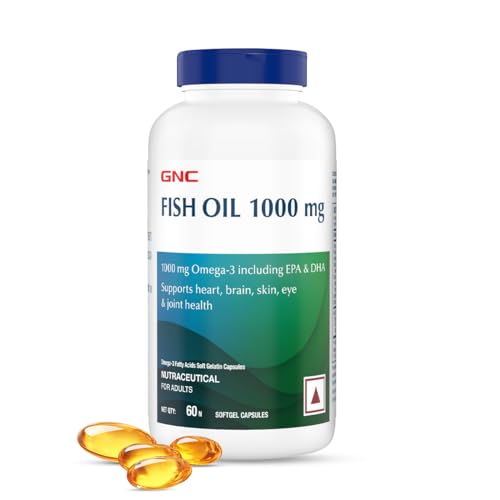 Gnc 1000 Mg Omega 3 Fish Oil For Men & Women | 60 Softgels | Omega 3 With 180 Mg Epa & 120 Mg Dha | Promotes Joint Health | Improves Focus & Memory | Protects Vision | Supports Healthy Cholesterol | Fomulated In Usa