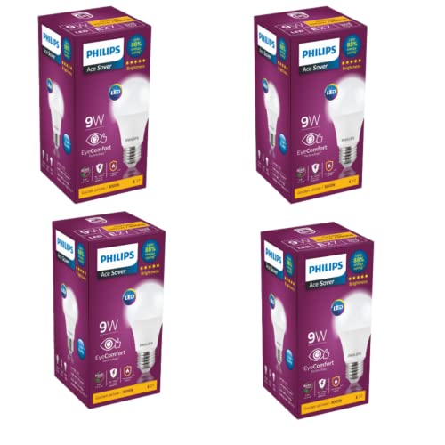 Philips 9W E27 Led Lamp, Pack Of 4 (Ace Saver)