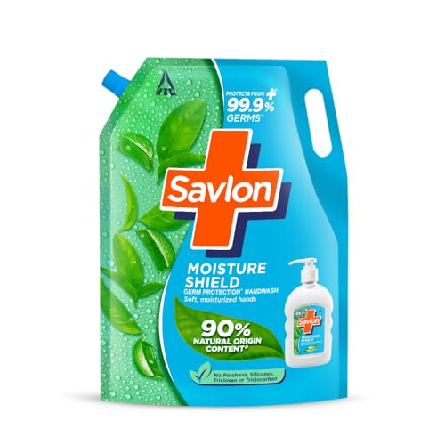 Savlon Moisture Shield Germ Protection Liquid Handwash, 1500Ml Hand Wash Refill, Protects From 99.9% Germs, Soft Moisturized Hands, 90% Natural Origin, Paraben And Silicon Free