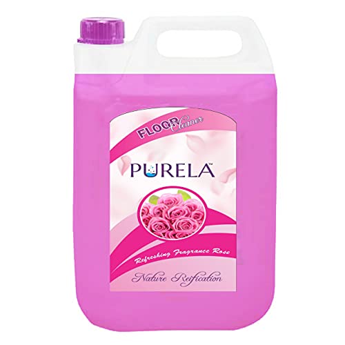 Purela Floor Cleaner Liquid, Kills All Germs & Viruses To Makes Surfaces Safe & Remove Tough Stains, Bathroom Surface Cleaning Liquid, Disinfectant & Insect Repellent – 5 Liter (Rose)