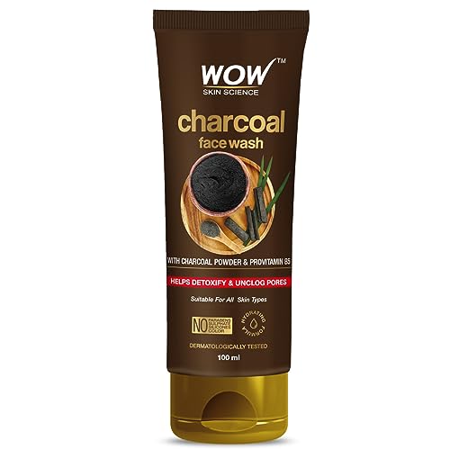 Wow Skin Science Charcoal Face Wash | Detoxifies Skin | Unclogs Pores | Lifts Of Pollutants & Dirt