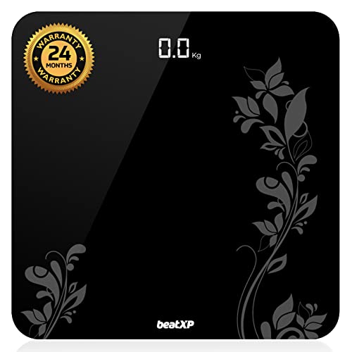 Beatxp Gravity Flora Digital Weight Machine For Body Weight With Thick Tempered Glass, Best Bathroom Weighing Scale With Lcd Display – 2 Year Warranty