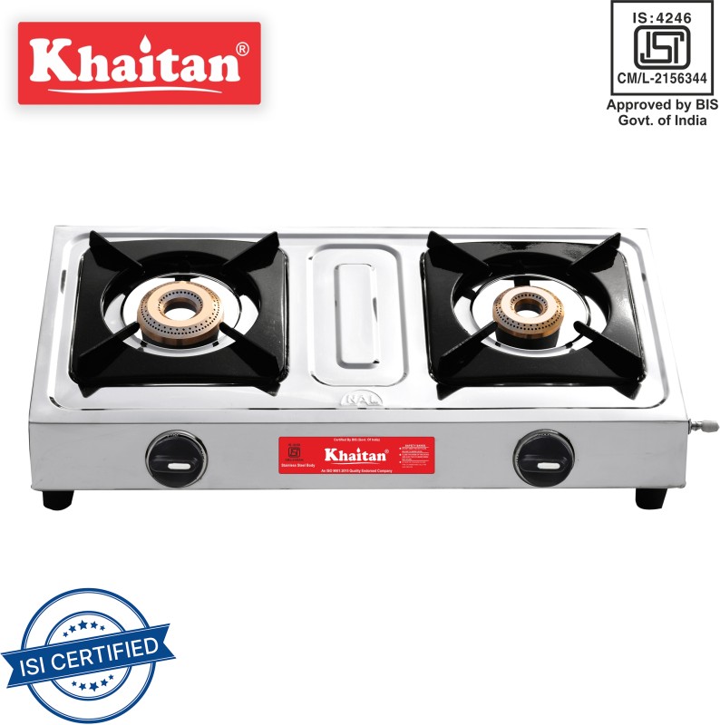 Khaitan 2 Burner Classic Stainless Steel Manual Gas Stove(2 Burners)