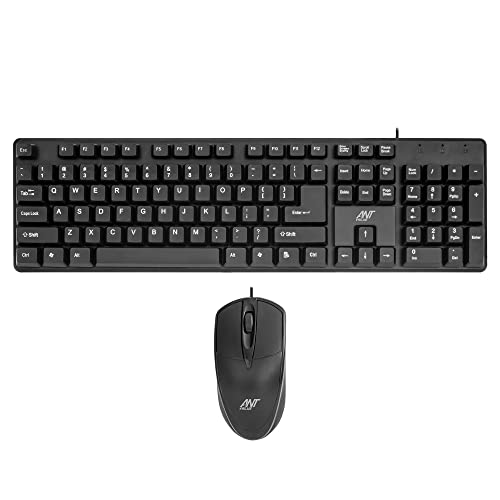 Ant Value Fkbri02 Wired Keyboard And Mouse Combo,Full-Size Keyboard And Mouse Combo With Optical 3 Button Mouse, Usb Plug-And-Play, Compatible With Desktop, Laptop, Notebook – Black