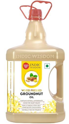 Indicwisdom Wood Pressed Groundnut Oil 5 Liter (Cold Pressed – Extracted On Wooden Churner)