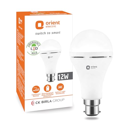 Orient Electric Emergency Led Bulb 12W,Rechargebale Inverter Led Bulb, 6500K, Cool White, B22D, Pack Of 1