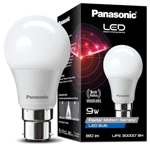 Panasonic 9W Motion Sensor Bulb | 9 Watt Radar Led Bulb For Home | B22 Motion Led Bulb 9W (Pbum28097-Pk1/Pbum28097R1)