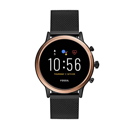 Fossil Gen 5 (44Mm, Black) Julianna Stainless Steel Touchscreen Women’S Smartwatch With Speaker, Heart Rate, Gps, Music Storage And Smartphone Notifications Digital Dial Watch-Ftw6036