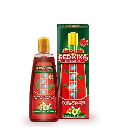 Red King Cooling Oil|Non Sticky| Mild Fragrance| Relieves Body Aches, Sleeplessness, Headache And Fatigue, 180Ml