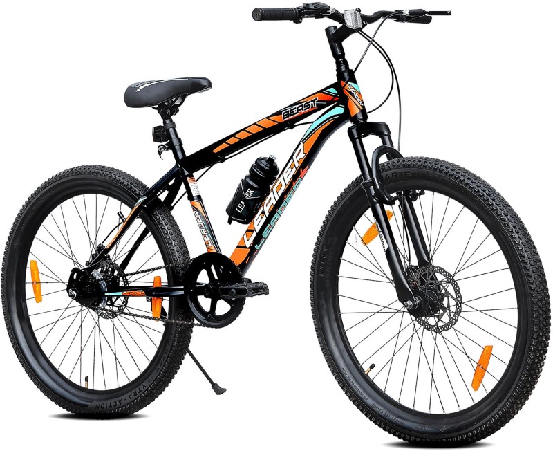 Leader Beast 27.5T – Ultimate Adventure Bike With Front Suspension, Dual Disc Brake 27.5 T Hybrid Cycle/City Bike(Single Speed, Black)