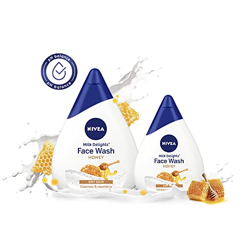 Nivea Milk Delight Honey 100Ml Facewash For Women, For Dry Skin & Milk Delight Honey 50Ml Facewash (Free)