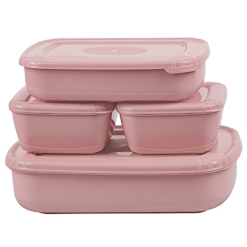 Asian Plastowares Utility Star Storage Containers Set Of 4, (500 Ml X 2, 800 Ml, 1800 Ml) Freeze Containers (Pinnk)