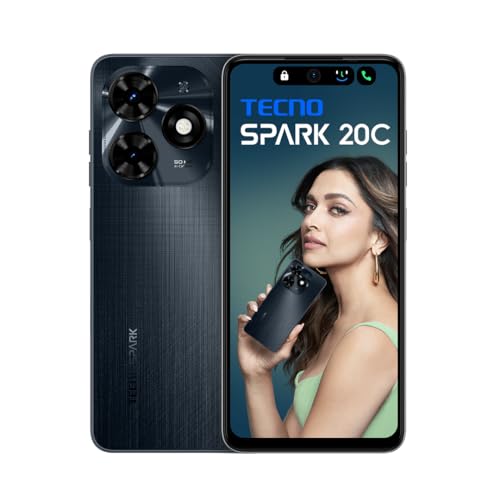 Tecno Spark 20C | Gravity Black, (16Gb*+128Gb) | 50Mp Main Camera + 8Mp Selfie | 90Hz Dot-In Display With Dynamic Port & Dual Speakers With Dts | 5000Mah Battery |18W Type-C | Helio G36 Processor