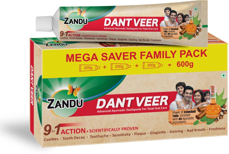Zandu Dantveer, Indias 1St With Irimedadi Oil, Fights 9 Dental Problems Toothpaste(600 G)