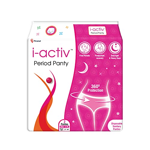 I-Activ Period Panty For Women | Disposable Period Panties For Women Leak Proof | For Heavy Flow Periods | Overnight 360 Degree Protection | Size – 31″ To 48″ | Pack Of 2