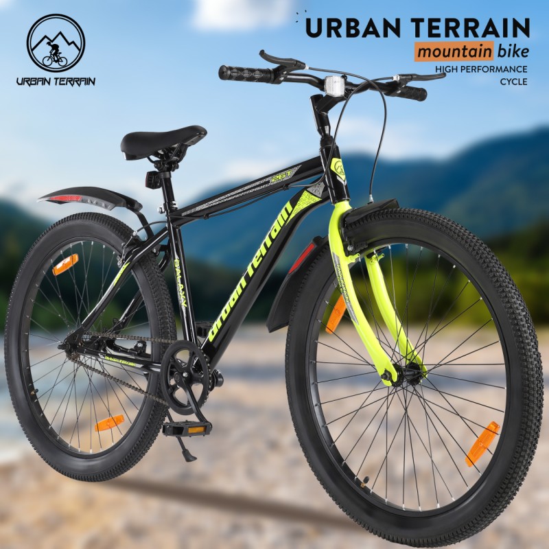 Urban Terrain Galaxy High Performance Mountain Cycles For Men With Complete Accessories Mtb 26 T Hybrid Cycle/City Bike(Single Speed, Green)