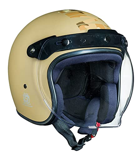 Royal Enfield Open Face Camo Mlg Helmet With Bubble Visor Matt Desert Storm, Size: M( 57-58Cm)