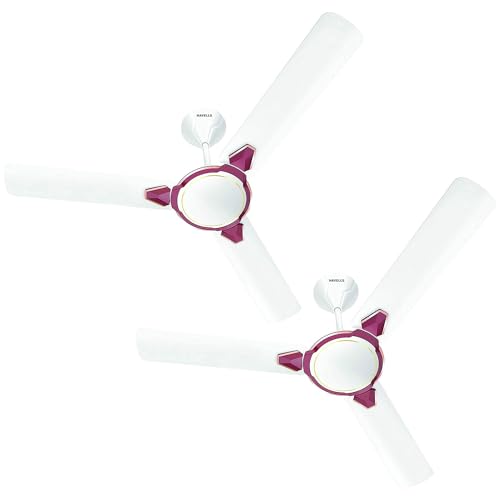 Havells 1200Mm Equs Energy Saving Ceiling Fan (White Maroon, Pack Of 2)