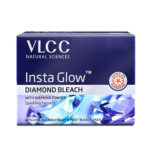 Vlcc Insta Glow Diamond Bleach – 60G | With Diamond Powder For Sparkling Fairness | Skin Brightening Bleach | Minimizes Dark Spots, Reduces Facial Hair Visibility