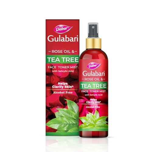 Dabur Gulabari Rose Oil & Tea Tree Face Toner Mist & Rosewater With Salicylic Acid – 100Ml | Treats Breakouts, Blackheads, And Whiteheads | Tightens And Refines Pores | Alcohol Free