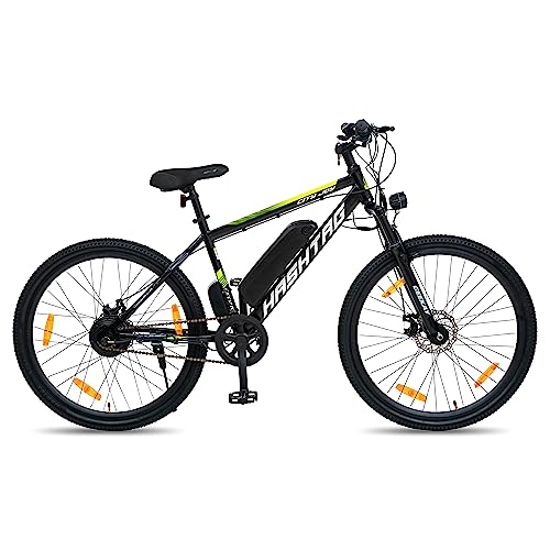 Geekay Hashtag 27.5T Single Speed Electric Cycle With Front Suspension And Dual Disc Brakes – Black Green