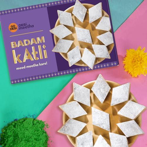 Go Desi Badam Katli 200 Grams, Indian Sweets Gift Pack, Desi Meetha, Sweets Indian Mithai, Almond, Holi Gift