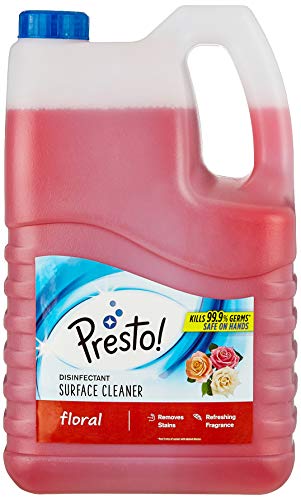 Amazon Brand – Presto! Disinfectant Surface/Floor Cleaner – 5 L (Floral)|Kills 99.9% Germs