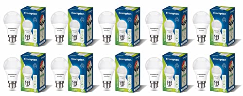 Crompton Dyna Ray 9W Round B22 Led Cool Day Light Pack Of 10