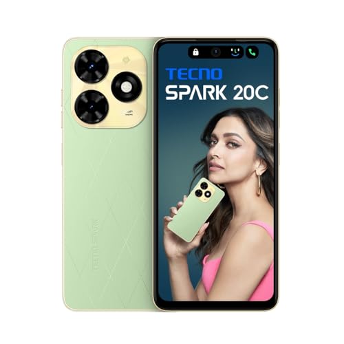 Tecno Spark 20C | Magic Skin Green, (16Gb*+128Gb) | 50Mp Main Camera + 8Mp Selfie | 90Hz Dot-In Display With Dynamic Port & Dual Speakers With Dts | 5000Mah Battery |18W Type-C | Helio G36 Processor