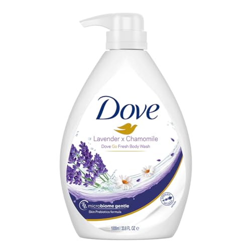 Dove Lavender & Chamomile Go Fresh Body Wash Pump Bottle With Relaxing Floral Scent, Gentle & Mild Body Cleanser For Nourished & Smooth Skin, 24 Hrs Moisture Lock, 1L