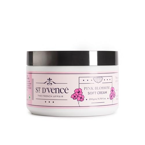 St. D’Vence Pink Blossom Soft Moisturizing Cream With Cherry Blossom, Shea Butter And Almond Oil | Fast Absorbing, Non Sticky Lotion For Face, Hand And Body | Introductory Offer- 200 Gms