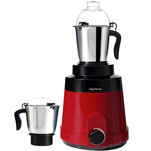 Lifelong Hulk 1200 W Mixer Grinder| 2 Stainless Steel Jars (Liquidizing And Dry Grinding Jar) | Abs Body| 3 Speed Operation With Whip (2 Years Warranty, Black, Llmg1000)