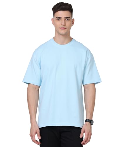 Notfunny 280 Gsm Pure Organic Cotton Oversized T Shirts For Men | Drop Shoulder Tshirt For Men & Boys (Available In Black, Blue, Beige,Orange & White)