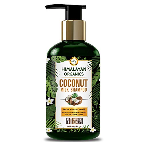 Himalayan Organics Coconut Milk Shampoo With Avocado & Moroccan Argan Oil | No Parabens,Sulphates & Silicones | Nourishing And Hyrdating Hair| Long & Strong Strengthening Hair – 300Ml