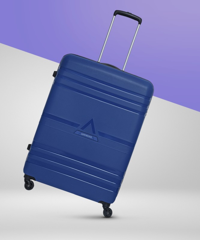 Aristocrat Airstop Cabin Luggage- 63Cm, Blue, Hardcase, 4 Wheels,7 Year Warranty Check-In Suitcase 4 Wheels – 25 Inch