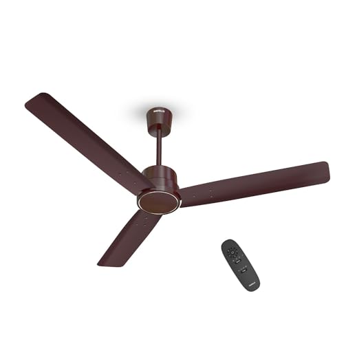 Havells 1200Mm Ambrose Slim Bldc Motor Ceiling Fan | Premium Finish, Remote Control, High Air Delivery | 5 Star Rated, 28W Power Consumption, Upto 65% Energy Saving, 2 Yr Warranty | (Pack Of 1, Brown)