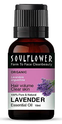 Soulflower Lavender Essential Oil For Healthy Hair & Growth, Skin, Hair Fall Control And Relaxing Sleep| Lavandula Angustifolia | Ecocert Certified Organic 100% Pure, Natural, Undiluted | 10Ml