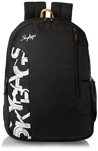 Skybags Casual Standard Backpack 28L, 2 Main Compartments, Bottle Pocket, Front Pocket, Padded Shoulder Straps | Black | Brat