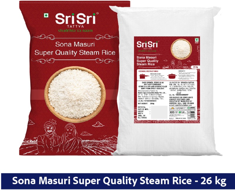 Sri Sri Tattva Sona Masuri Super Quality  Steam Rice (Full Grain, Steam)(26 Kg)
