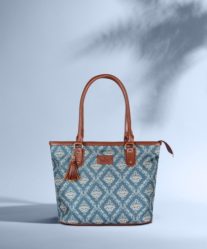 The Clownfish Blue Shoulder Bag Percy Printed Handicraft Handbag Ladies Shoulder Bag For Women College Girls