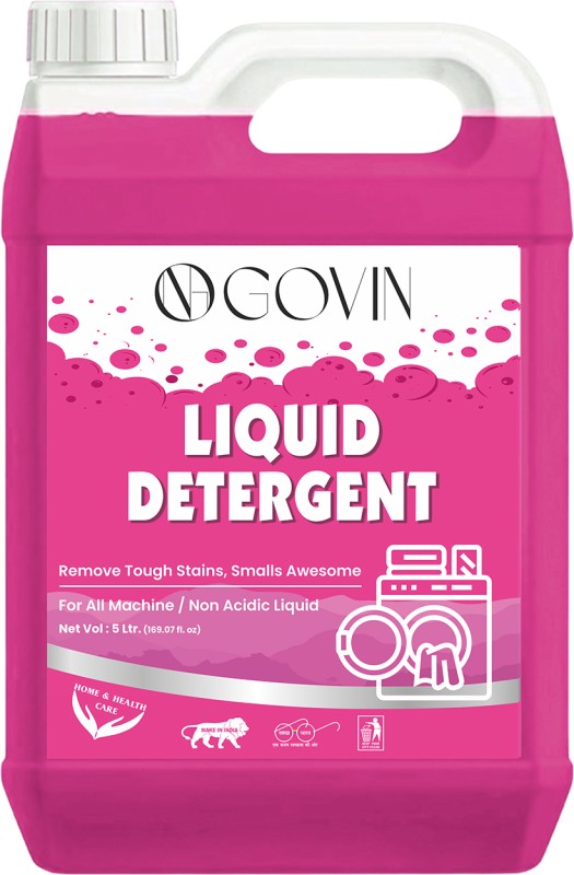 Govin Wash Liquid Detergent, Suitable For Front Load And Top Load Detergent, Rose Liquid Detergent(5 L)