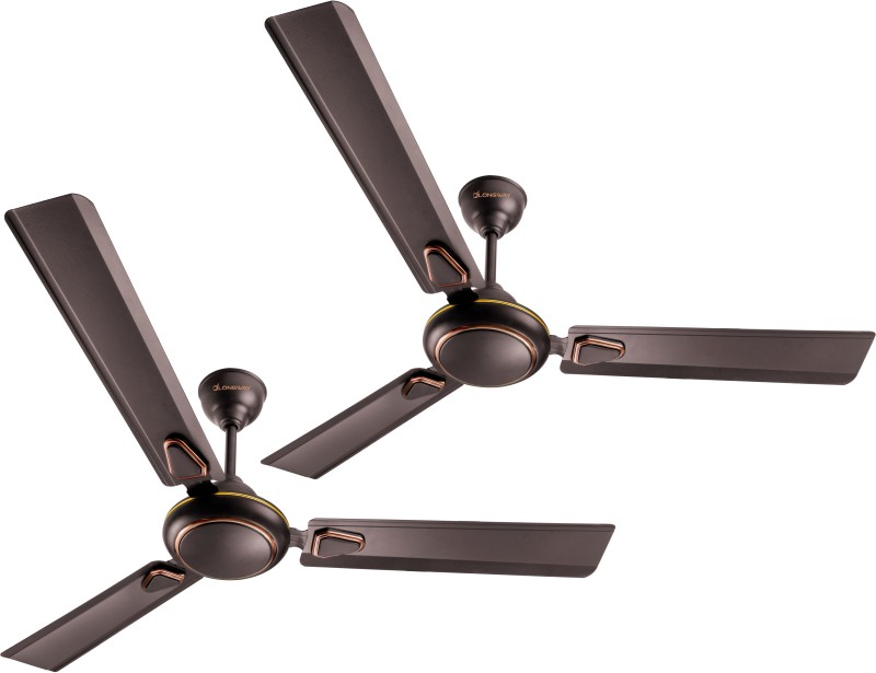 Longway Kiger P2 1200 Mm Ultra High Speed 3 Blade Ceiling Fan(Smoked Brown, Pack Of 2)
